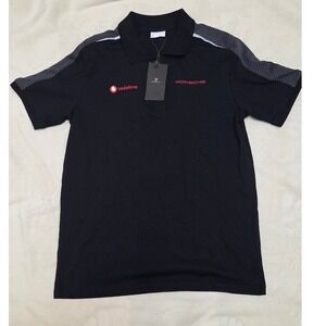 NEW PORSCHE DRIVERS SELECTION VODAFONE MENS BLACK SHORT SLEEVE POLO SIZE SMALL